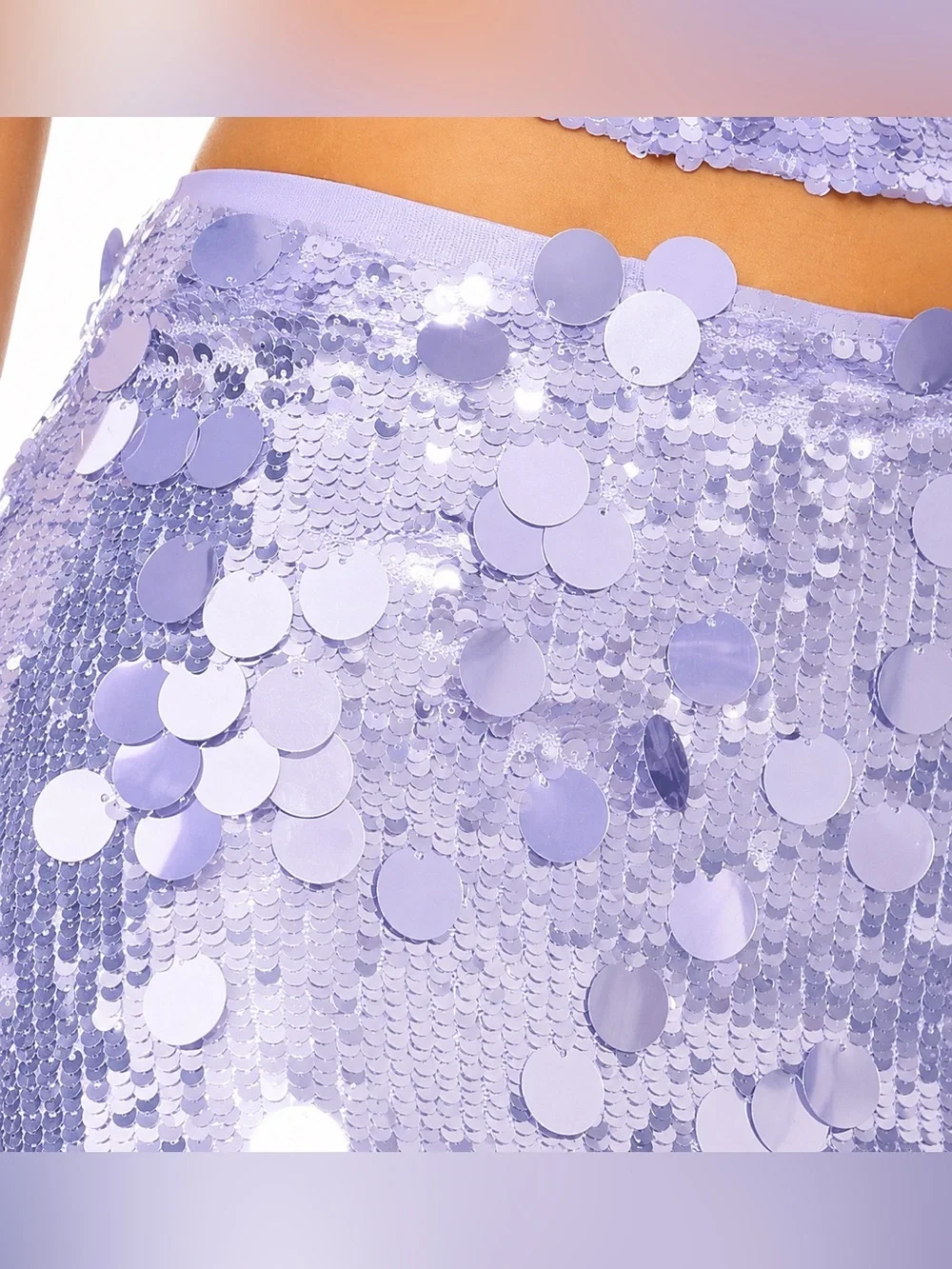 NWOT! Lovers and Friends Mia Embellished Mini Skirt in Hot Light Purple Sequin - Picture 6 of 9